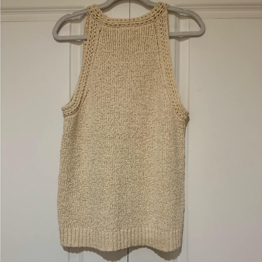 NWT J. Crew High-Neck Textured Pointelle Cream Sweater Tank BQ206 - Picture 8 of 8